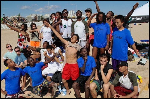 Hannah with STOKED mentors and mentees during Rockaway Beach party in NYC.