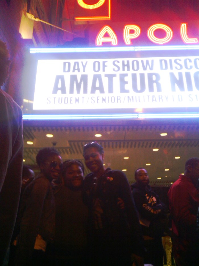 (Left to Right) Neah Banks and Jaisha Wright of Impact Repertory Theatre Supporting Mahlaney Wilson, 2014 Urban Word NYC Teen Poet 4.12.14