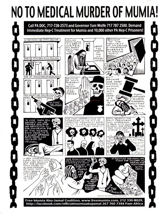 Mumia Hep C cartoon by Seth Tobocman and Jordan Worley